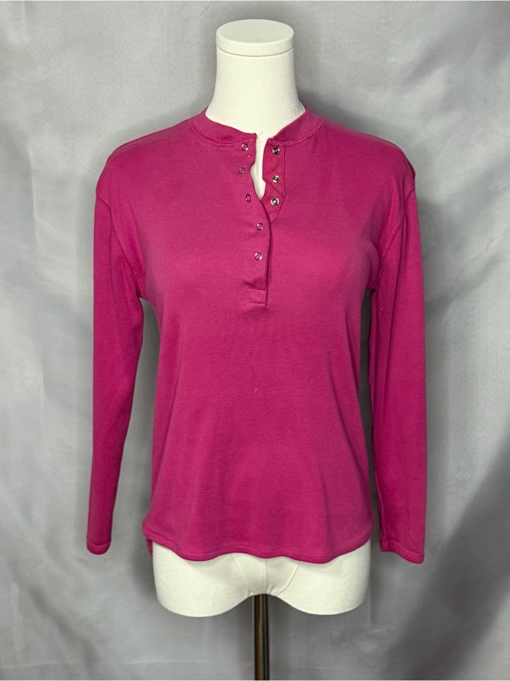 Five Ports Pink Snap Button Henley 80s Vintage